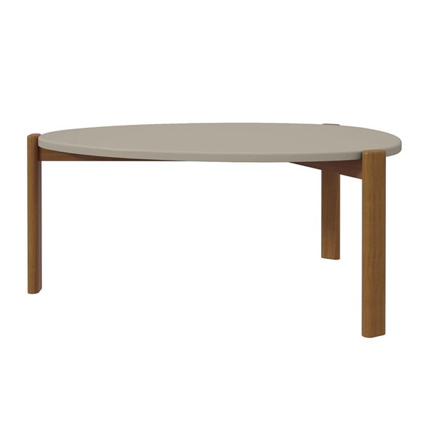 Table basse moderne du milieu du siècle Gales par Manhattan Comfort avec pieds en bois massif grège