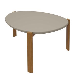 Manhattan Comfort Gales Mid-Century Modern Coffee Table with Solid Wood Legs in Greige