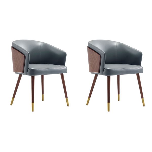 Manhattan Comfort Reeva Set of 2 Graphite Grey Modern Leatherette Upholstered Dining Chair