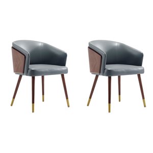 Manhattan Comfort Reeva Set of 2 Graphite Grey Modern Leatherette Upholstered Dining Chair