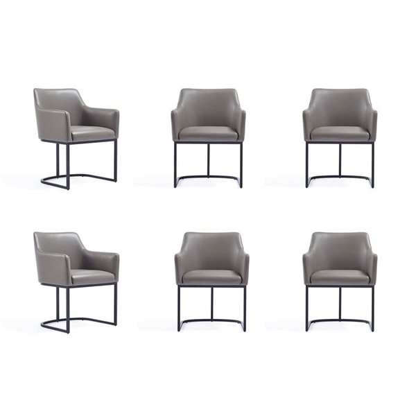 Manhattan Comfort Serena Set of 6 Grey Modern Leatherette Upholstered Dining Chairs