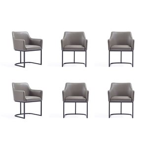 Manhattan Comfort Serena Set of 6 Grey Modern Leatherette Upholstered Dining Chairs