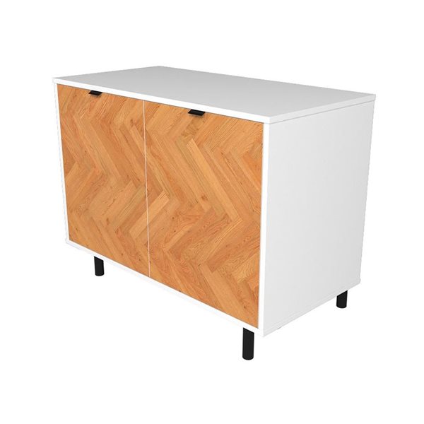 Manhattan Comfort Liam Mid-Century Modern 2-Shelf Accent Cabinet in White and Wood