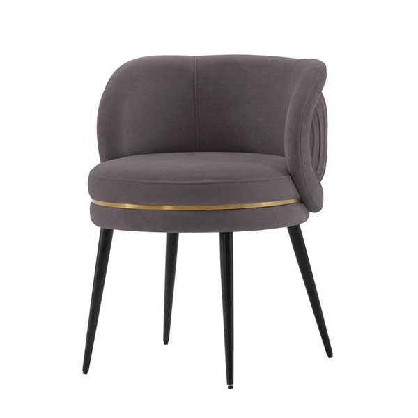 Manhattan Comfort Kaya Grey Modern Pleated Velvet Upholstered Dining Chair