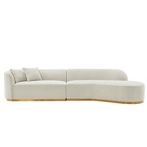 Manhattan Comfort Daria Contemporary Linen Upholstered Sofa Sectional with Pillows in Ivory