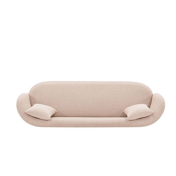 Manhattan Comfort Siri 92.52-in Contemporary Linen Upholstered Sofa with Pillows in Wheat