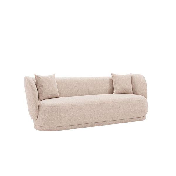 Manhattan Comfort Siri 92.52-in Contemporary Linen Upholstered Sofa with Pillows in Wheat