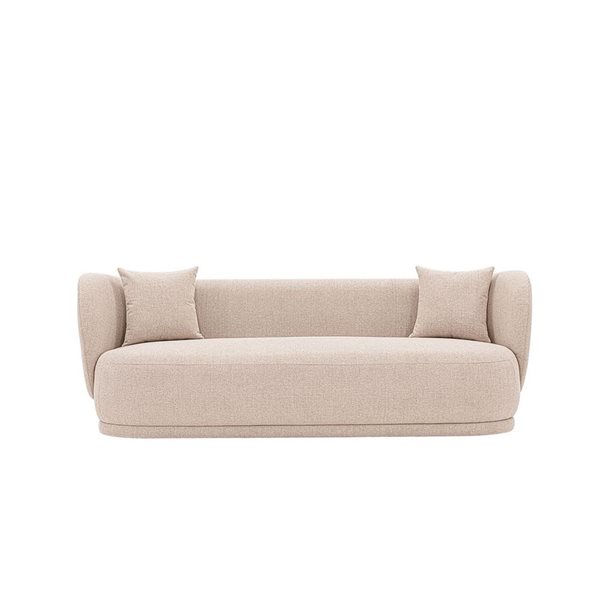 Manhattan Comfort Siri 92.52-in Contemporary Linen Upholstered Sofa with Pillows in Wheat