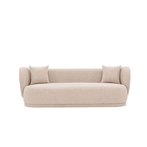 Manhattan Comfort Siri 92.52-in Contemporary Linen Upholstered Sofa with Pillows in Wheat
