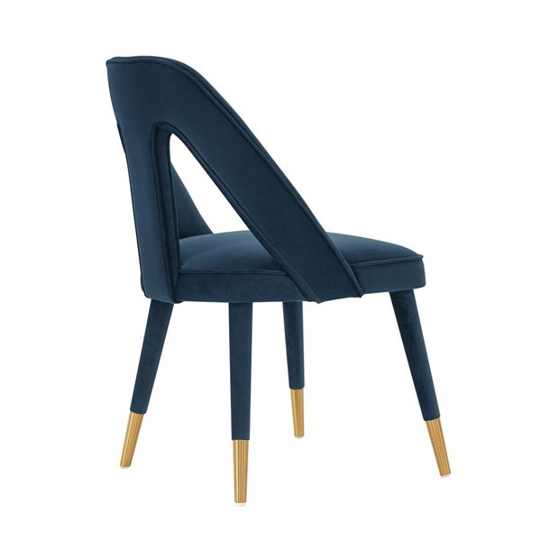 Chaise de salle à manger Neda moderne rembourrée en velours bleu nuit