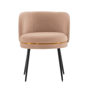 Manhattan Comfort Kaya Nude Modern Pleated Velvet Upholstered Dining Chair