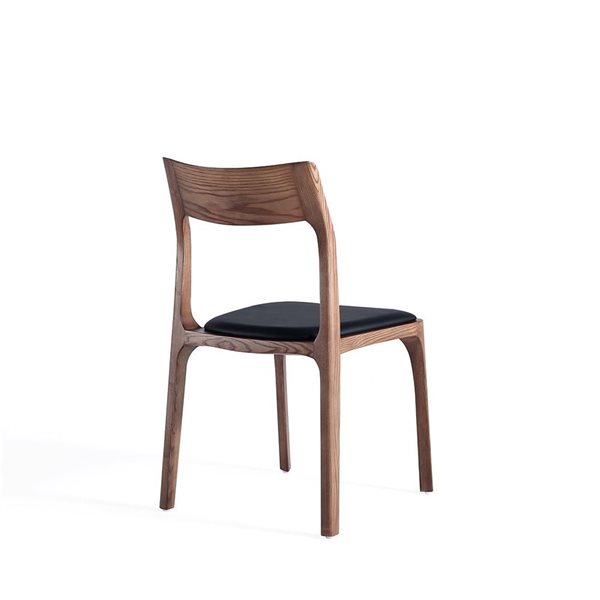 Manhattan Comfort Moderno Set of 2 Walnut and Black Modern Leatherette Upholstered Stackable Dining Chair