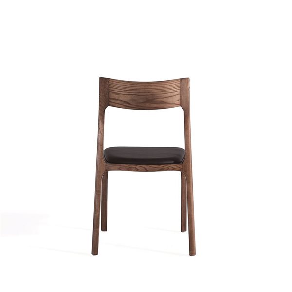 Manhattan Comfort Moderno Set of 2 Walnut and Black Modern Leatherette Upholstered Stackable Dining Chair