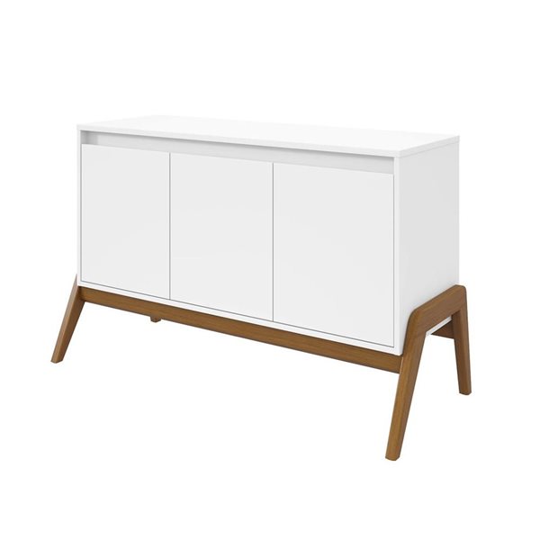 Manhattan Comfort Gales 48.50-in Mid-Century Modern Sideboard with Solid Wood Legs in Matte White