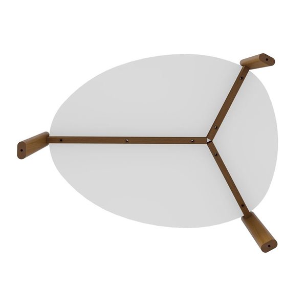 Manhattan Comfort Gales Mid-Century Modern Coffee Table with Solid Wood Legs in Matte White