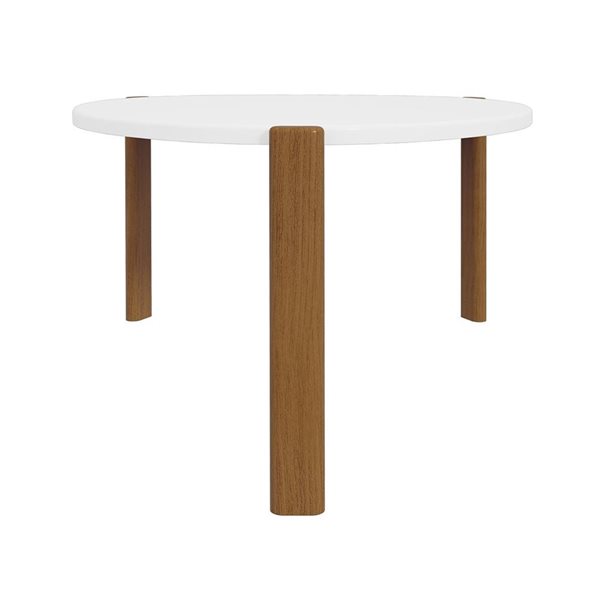 Manhattan Comfort Gales Mid-Century Modern Coffee Table with Solid Wood Legs in Matte White