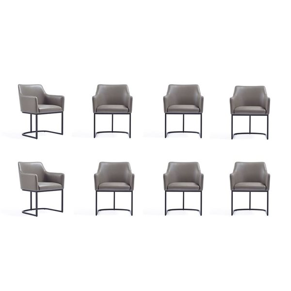 Manhattan Comfort Serena Set of 8 Grey Modern Leatherette Upholstered Dining Chairs