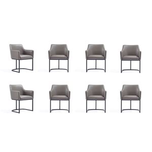 Manhattan Comfort Serena Set of 8 Grey Modern Leatherette Upholstered Dining Chairs