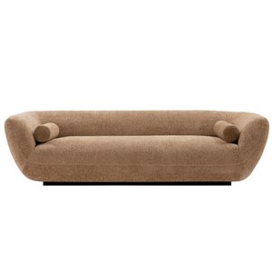 Canapé rembourré contemporain Ulka par Manhattan Comfort avec coussins en marron clair