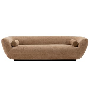 Manhattan Comfort Ulka Contemporary Boucle Upholstered Sofa with Pillows in Light Brown