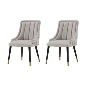 Ensemble de 2 chaises de salle à manger Eda moderne rembourrée en velours et similicuir gris