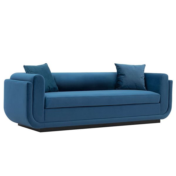 Manhattan Comfort Contemporary Edmonda Velvet Sofa with Pillows in Sapphire Blue Manhattan Comfort Contemporary Edmonda Velvet Sofa with Pillows in Sapphire Blue