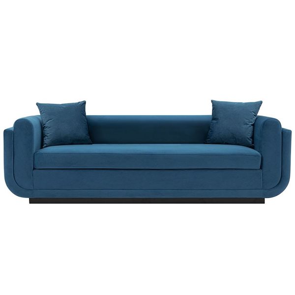 Manhattan Comfort Contemporary Edmonda Velvet Sofa with Pillows in Sapphire Blue Manhattan Comfort Contemporary Edmonda Velvet Sofa with Pillows in Sapphire Blue
