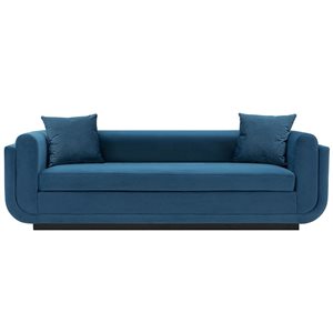 Manhattan Comfort Edmonda Contemporary Velvet Upholstered Sofa with Pillows in Sapphire Blue