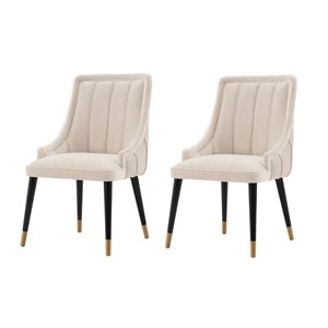 Ensemble de 2 chaises de salle à manger moderne rembourrée en velours crème