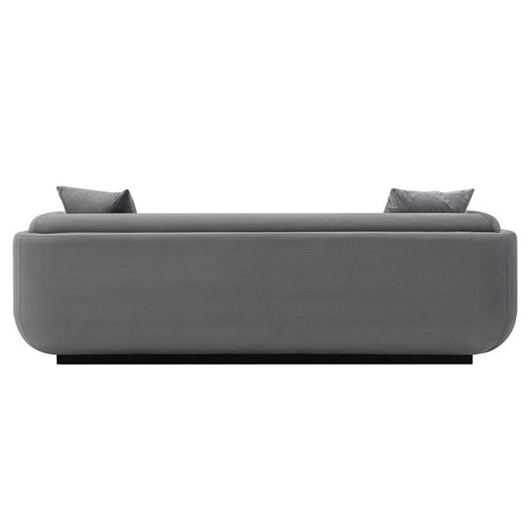 Canapé contemporain rembourré en velours avec oreillers Edmonda par Manhattan Comfort en gris foncé