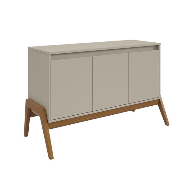 Manhattan Comfort Gales 48.50-in Mid-Century Modern Sideboard with Solid Wood Legs in Greige