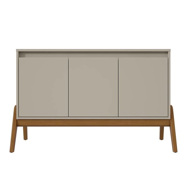 Buffet moderne du milieu du siècle de 48,50 po Gales par Manhattan Comfort avec pieds en bois massif grège