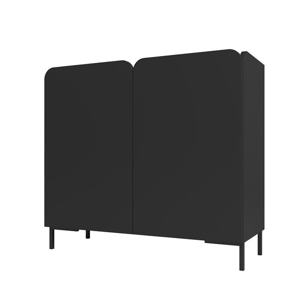 Armoire d'appoint moderne Bogardus par Manhattan Comfort à 4 étagères du milieu du siècle en noir