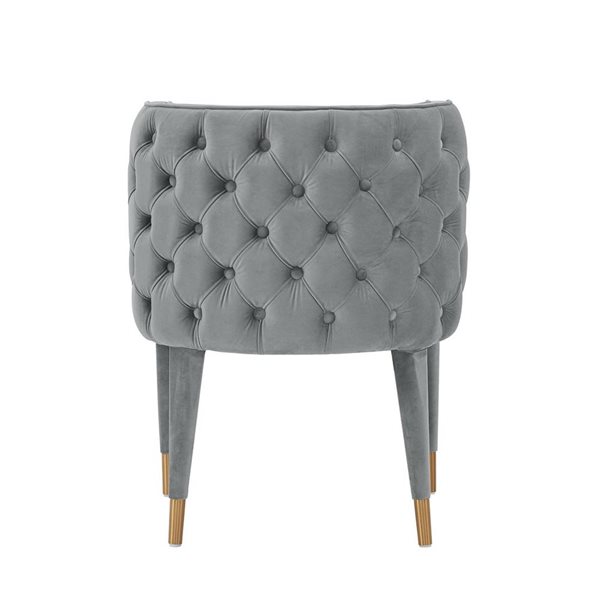 Manhattan Comfort Maya Set of 2 Grey Modern Tufted Velvet Upholstered Dining Chair