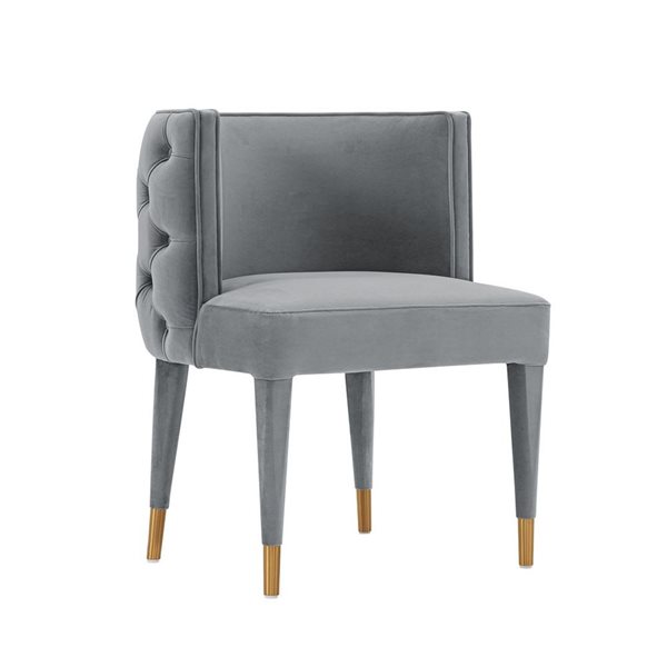 Manhattan Comfort Maya Set of 2 Grey Modern Tufted Velvet Upholstered Dining Chair