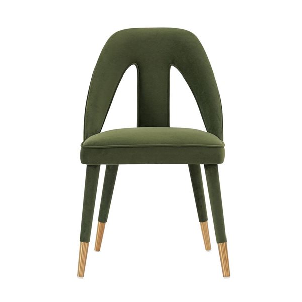 Chaise de salle à manger Neda moderne rembourrée en velours vert olive