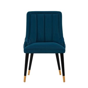 Chaise de salle à manger moderne rembourrée en velours Eda, bleu nuit