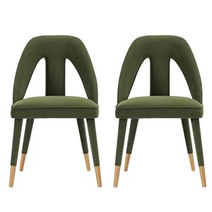 Chaise de salle à manger moderne rembourrée en velours Neda, vert olive (Ensemble de 2)