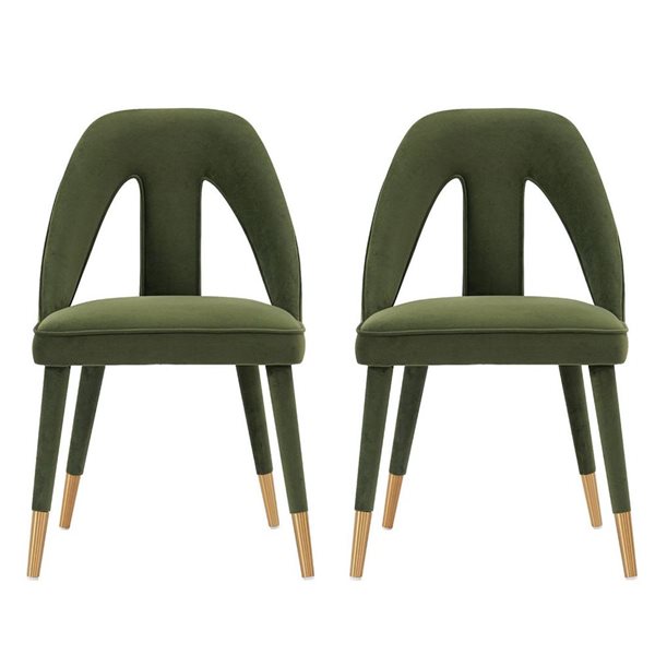 Manhattan Comfort Neda Set of 2 Olive Green Modern Velvet Upholstered Dining Chair