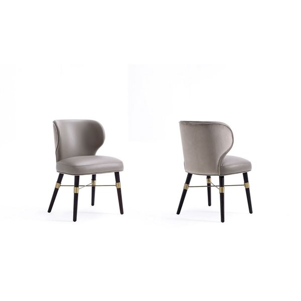 Manhattan Comfort Strine Set of 2 Dark Taupe Modern Velvet and Leatherette Upholstered Dining Chair