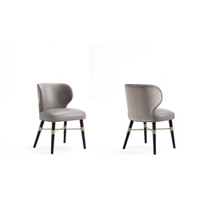 Manhattan Comfort Strine Set of 2 Dark Taupe Modern Velvet and Leatherette Upholstered Dining Chair