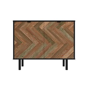 Manhattan Comfort Liam Mid-Century Modern 2-Shelf Accent Cabinet in Black and Brown