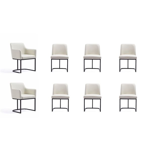 Manhattan Comfort Serena Set of 8 Cream Modern Leatherette Upholstered Dining Chairs