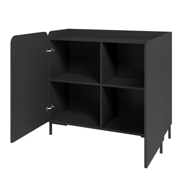 Manhattan Comfort Bogardus Mid-Century Modern 4-Shelf Accent Cabinet in Black (Set of 2)