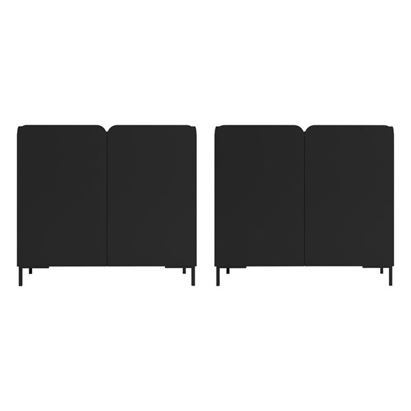 Manhattan Comfort Bogardus Mid-Century Modern 4-Shelf Accent Cabinet in Black (Set of 2)