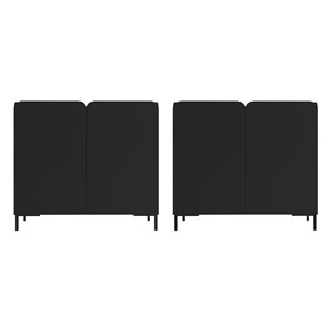 Manhattan Comfort Bogardus Mid-Century Modern 4-Shelf Accent Cabinet in Black (Set of 2)