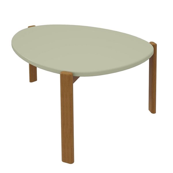 Manhattan Comfort Gales Mid-Century Modern Coffee Table with Solid Wood Legs in Pistachio Green