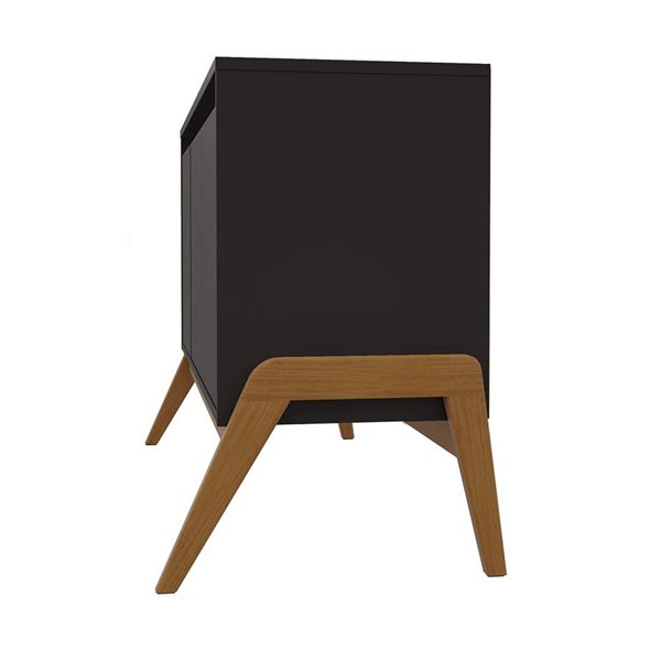 Manhattan Comfort Gales 48.50-in Mid-Century Modern Sideboard with Solid Wood Legs in Matte Black