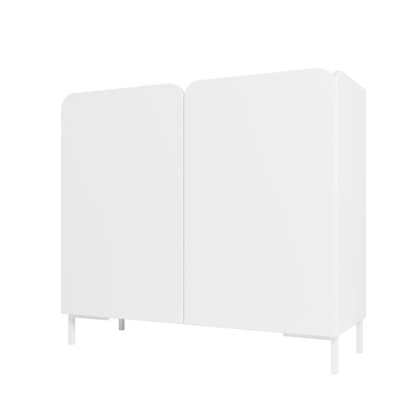 Armoire d'appoint moderne Bogardus par Manhattan Comfort à 4 étagères du milieu du siècle en blanc