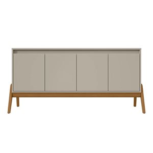 Buffet moderne du milieu du siècle de 63,32 po Gales par Manhattan Comfort avec pieds en bois massif grège